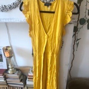 1 State Yellow Button Down Midi Dress NWT Size M Medium